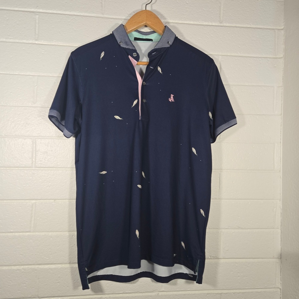 Greyson Skysail Golf Polo Shirt Performance AOP Navy Country Club Medium Yacht